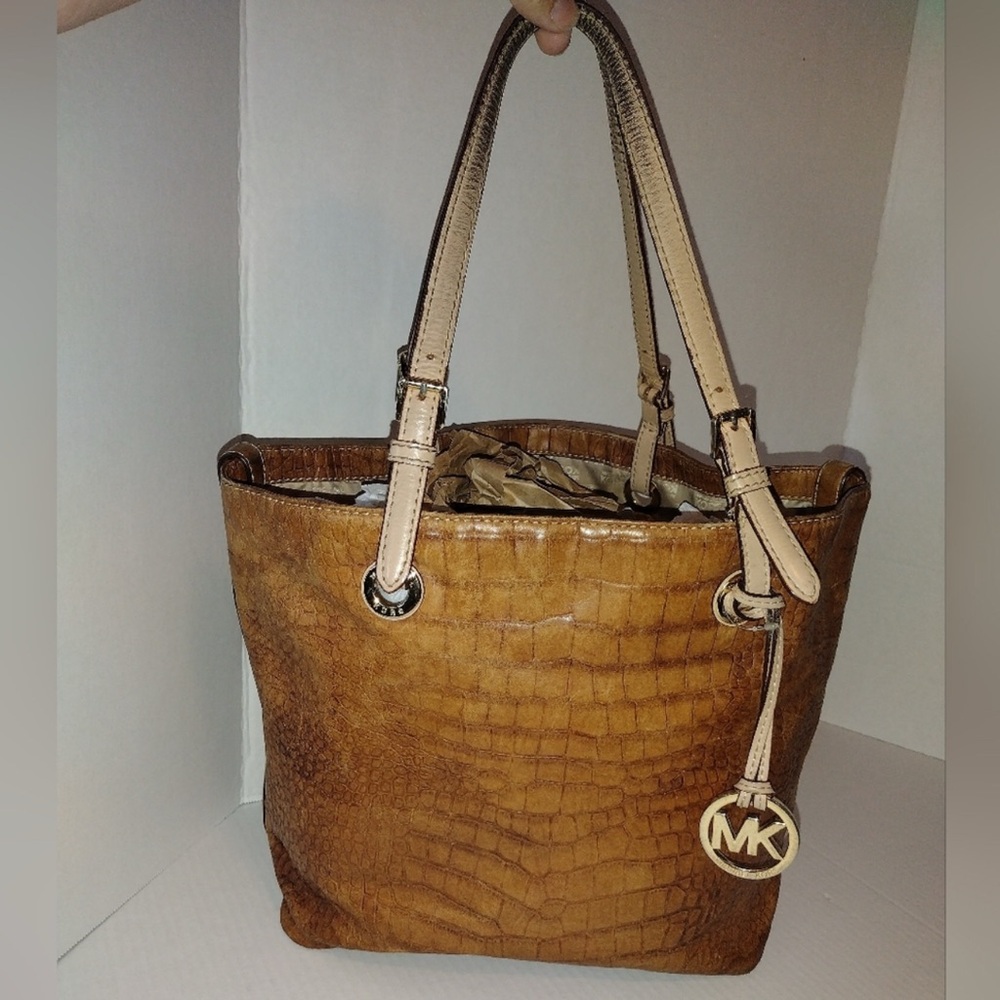 Michael Kors Tan Croc-Embossed Tote